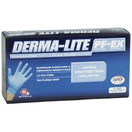 SAS SAFETY Derma-Lite, Nitrile Exam Gloves, 5 mil Palm, Nitrile, Powder-Free, XL, Blue SAS-6608-20